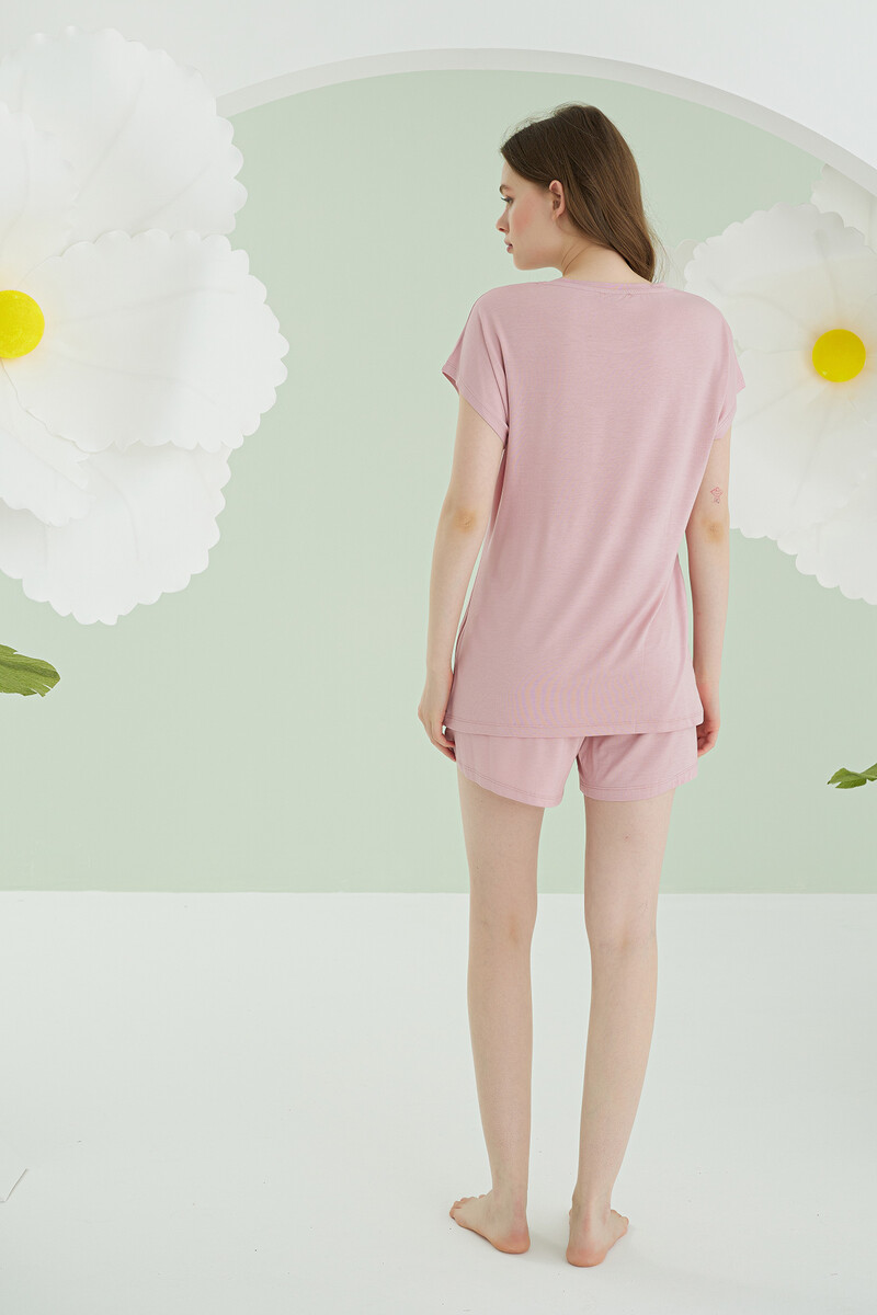 Gül Kurusu Aria Şortlu Pijama Takımı - 3