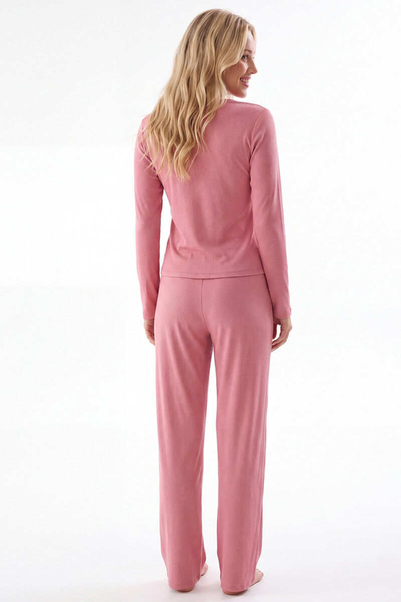 Gül Kurusu Kaşkorse 3'lü Pijama Takımı - 4