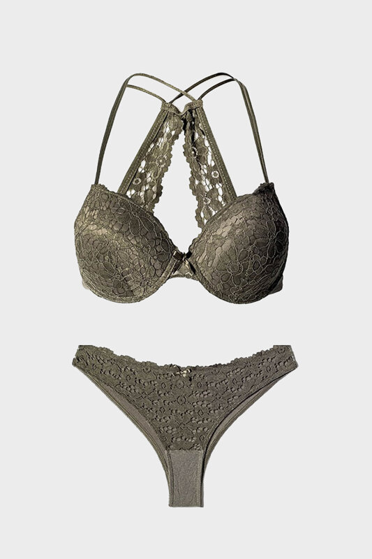 Haki Dantelli Sütyen Külot Takımı - NBB