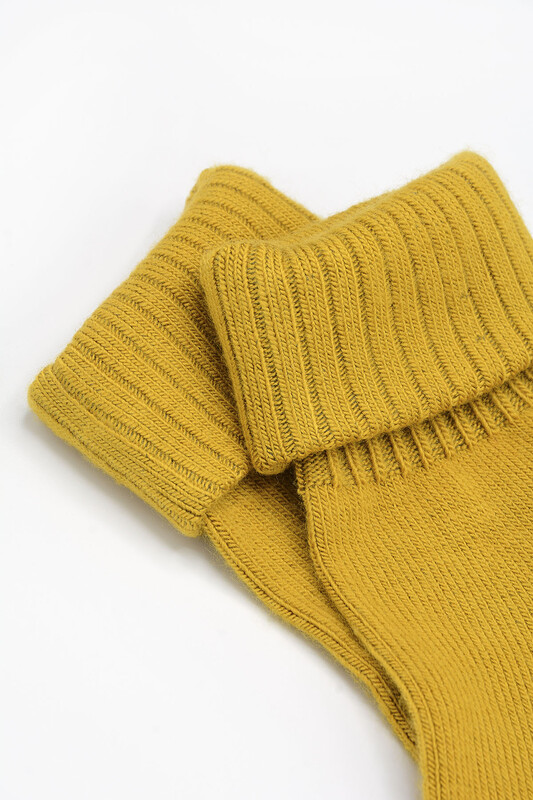 Hardal Yünlü Soft Kıvrık Soket Çorap - NBB