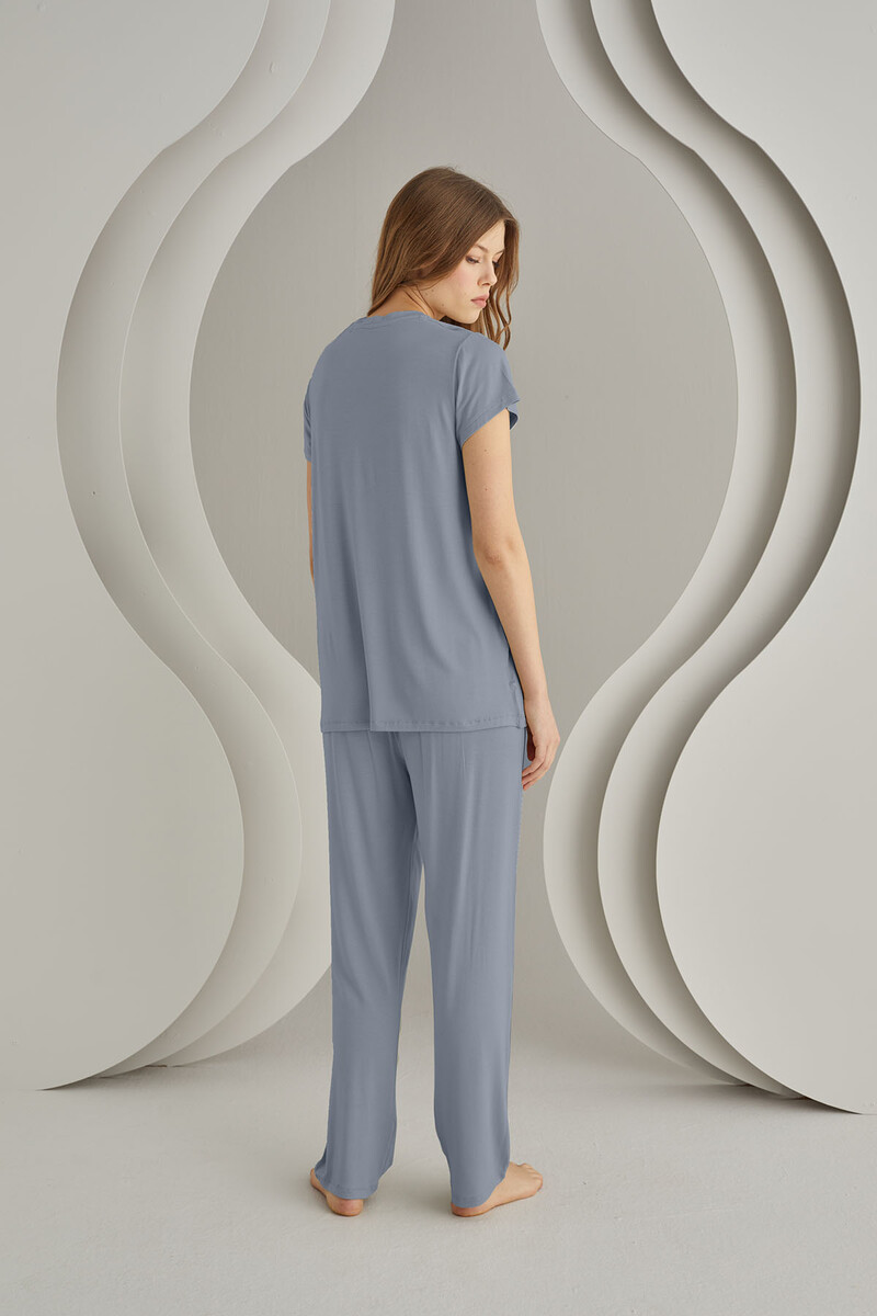 İndigo Viskon Sütyenli Pijama Takımı - 2