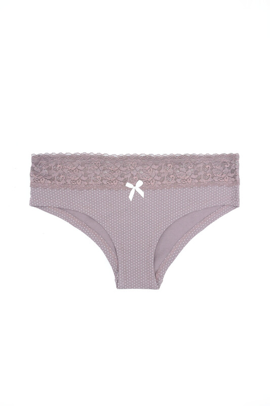 Kahve Koral Beli Dantelli 2'li Hipster Külot - NBB