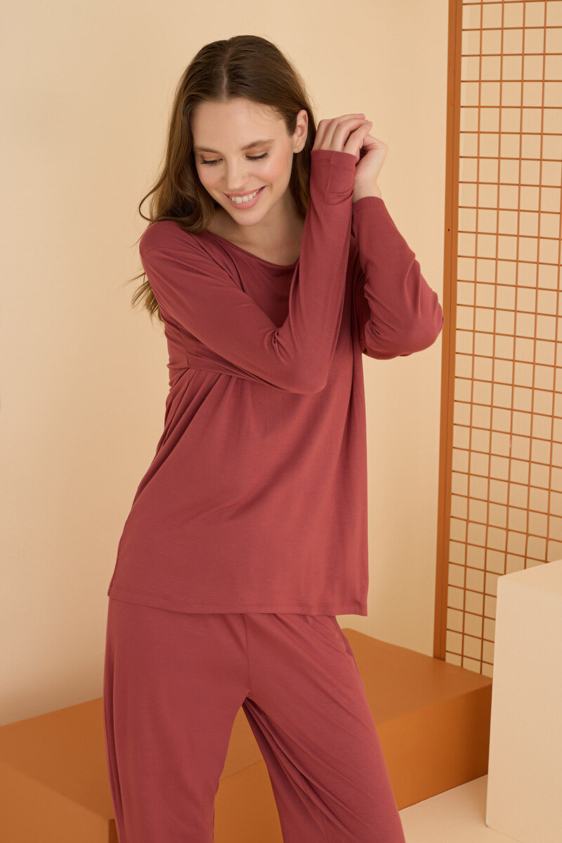 Kahverengi Basic Pijama Takım - 2