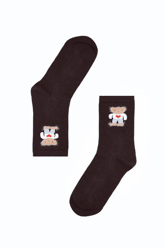 Kahverengi Bear Heart Uzun Soket Çorap 
