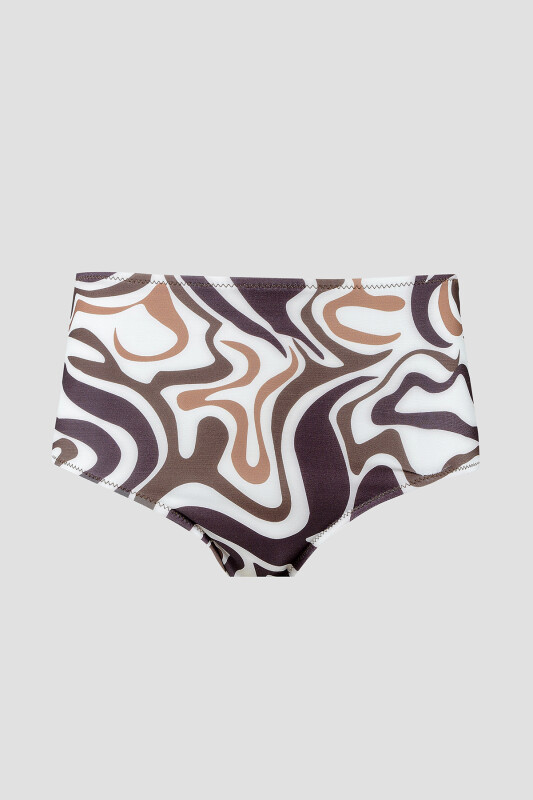Kahverengi Capetown Yüksel Bel Tek Alt Bikini 