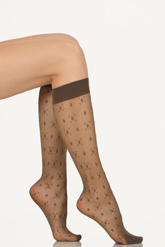 Kahverengi Desenli Pantolon Çorabı - Thumbnail