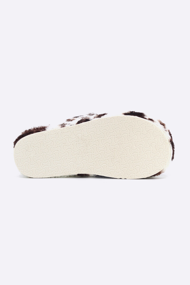 Kahverengi Desenli Yumuşak Ses Yapmaz Ev Terliği - 3