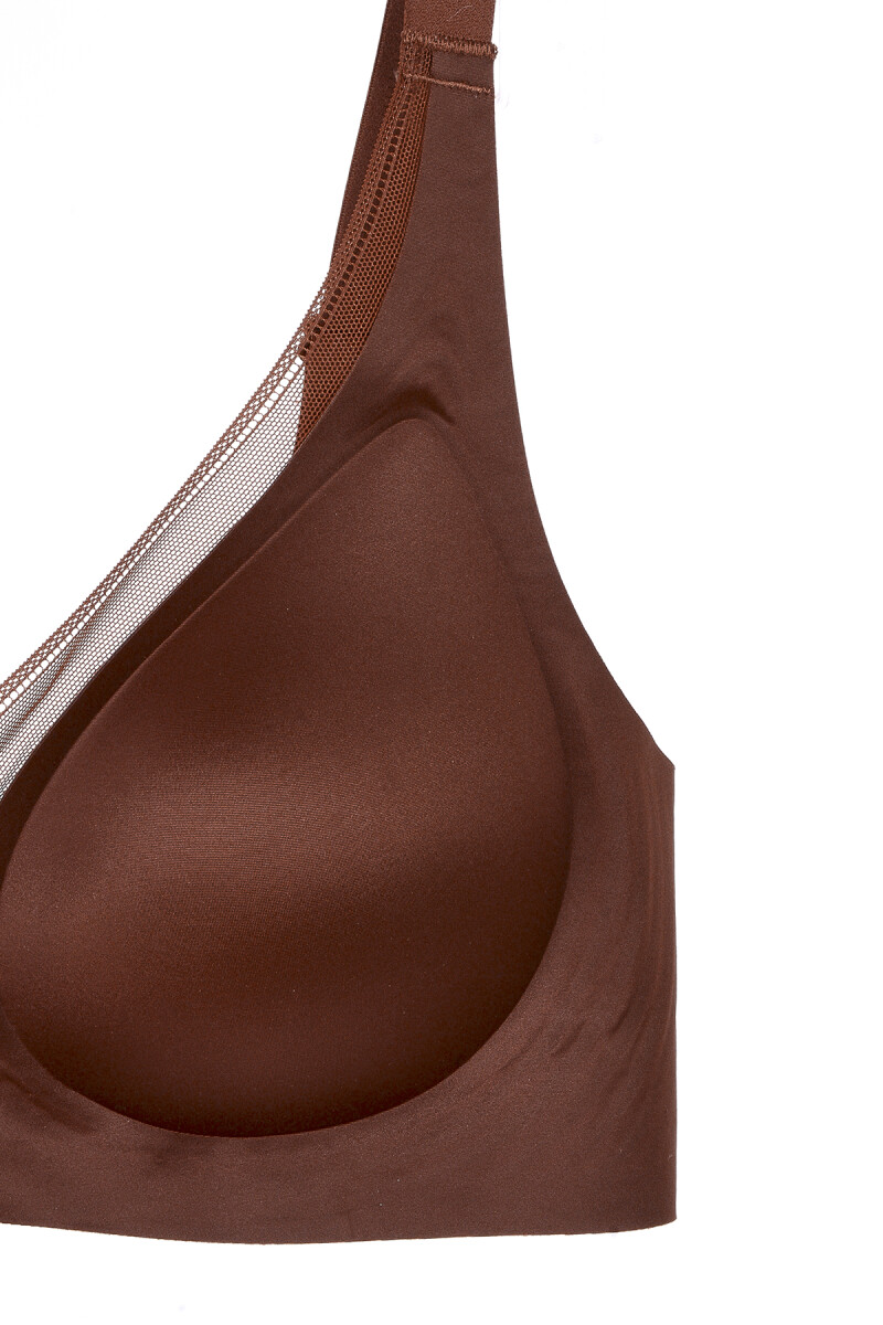Kahverengi Dikişsiz Tül Detay Lazer Kesim Sütyen - 3