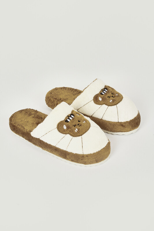 Kahverengi Eğlenceli Figür Ev Terliği - 