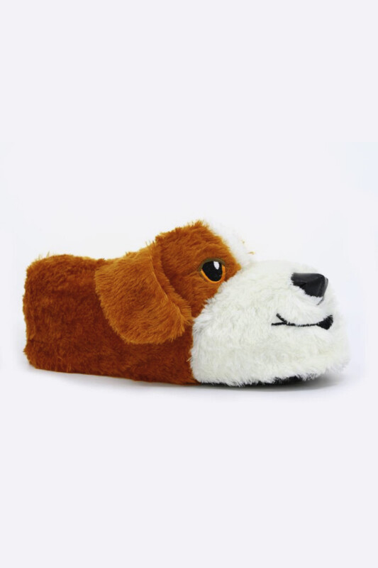 Kahverengi Köpek Figürlü Panduf - PIJAMONI