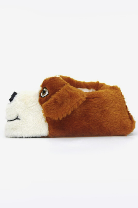 Kahverengi Köpek Figürlü Panduf - PIJAMONI