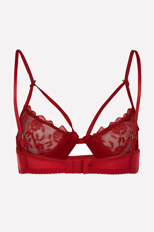 Kırmızı Taşlı Dantel Sütyen Külot Takım - NBB