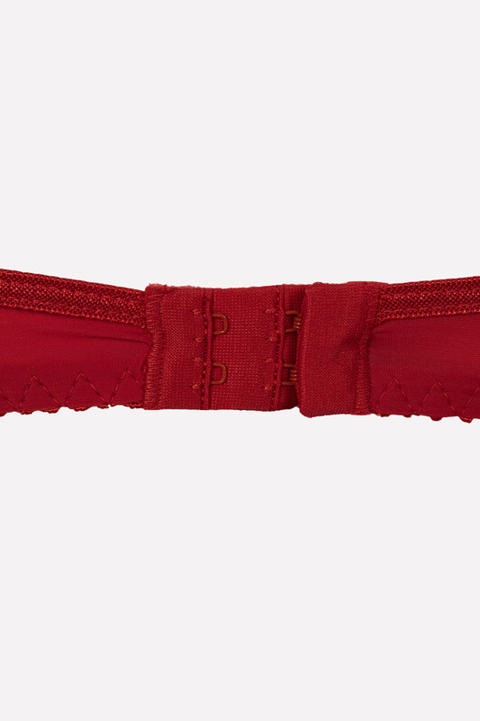 Kırmızı Taşlı Dantel Sütyen Külot Takım - NBB