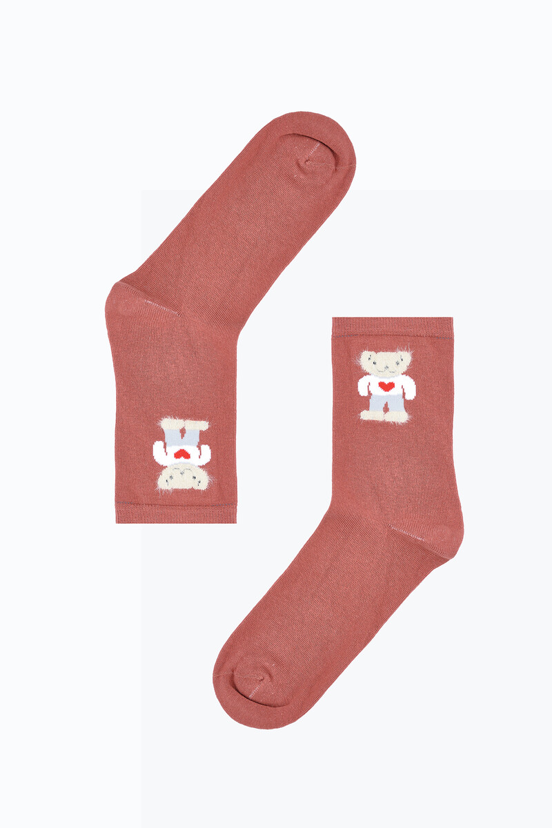 Kiremit Bear Heart Uzun Soket Çorap - 1