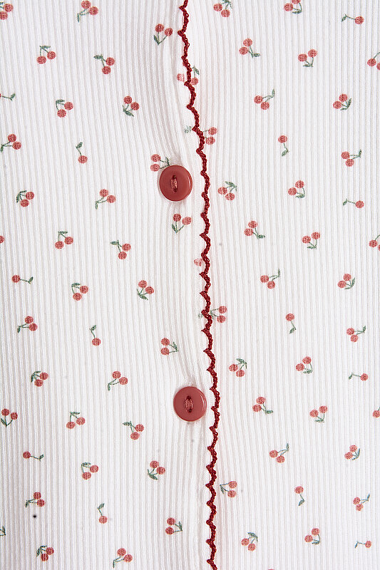 Kiremit Kirazlı Önden Düğmeli Pijama Takımı - NBB