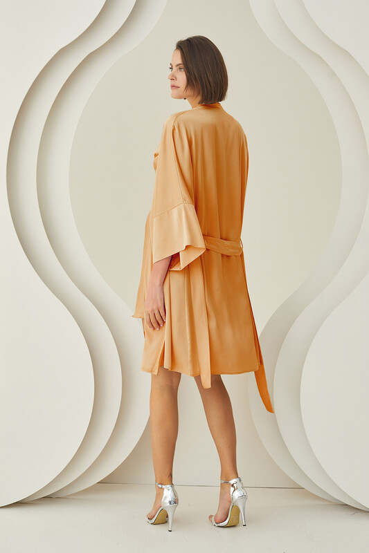 Kiremit Silky Kısa Kuşaklı Tek Sabahlık - NBB