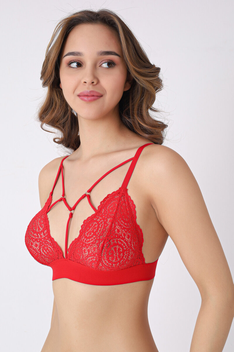 Kırmızı Alanis Dantelli Üçgen Sütyen - 1