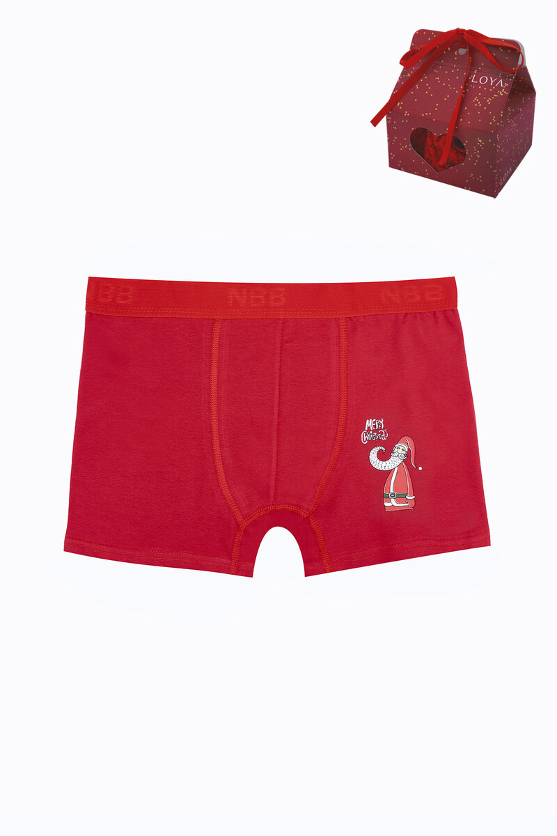 Kırmızı Merry Christmas Santa Claus Boxer - 1