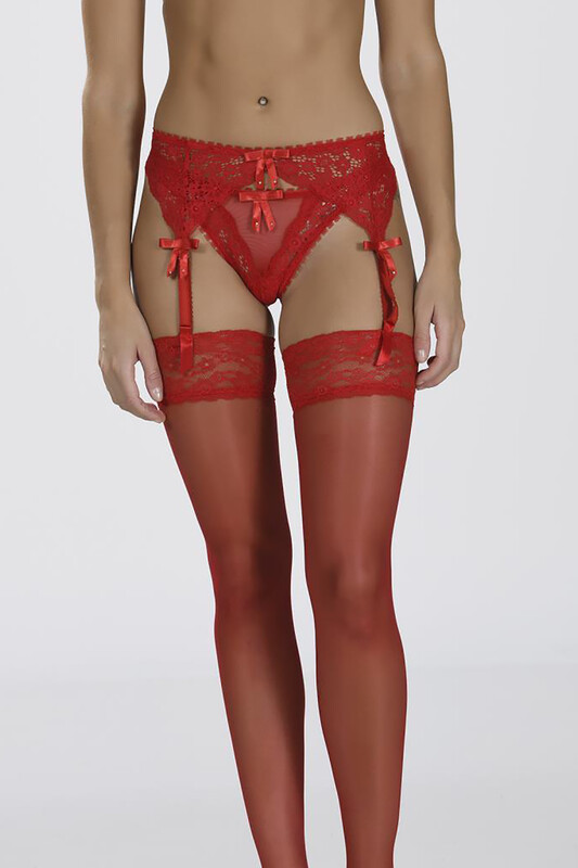 Kırmızı Jartiyer String Takım - NBB