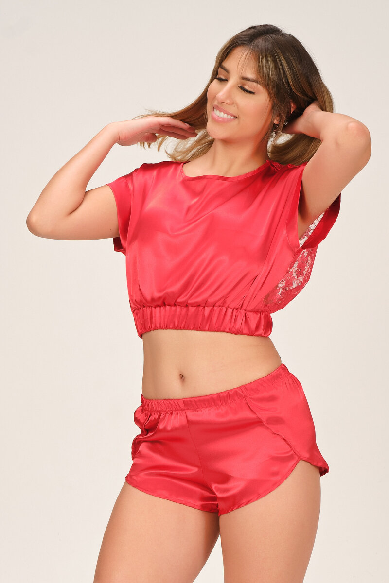 Kırmızı Jumelles Şortlu Crop Takım - 1