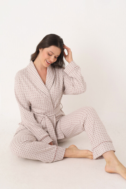 Kırmızı Sabahlık Pijama Takım - NBB