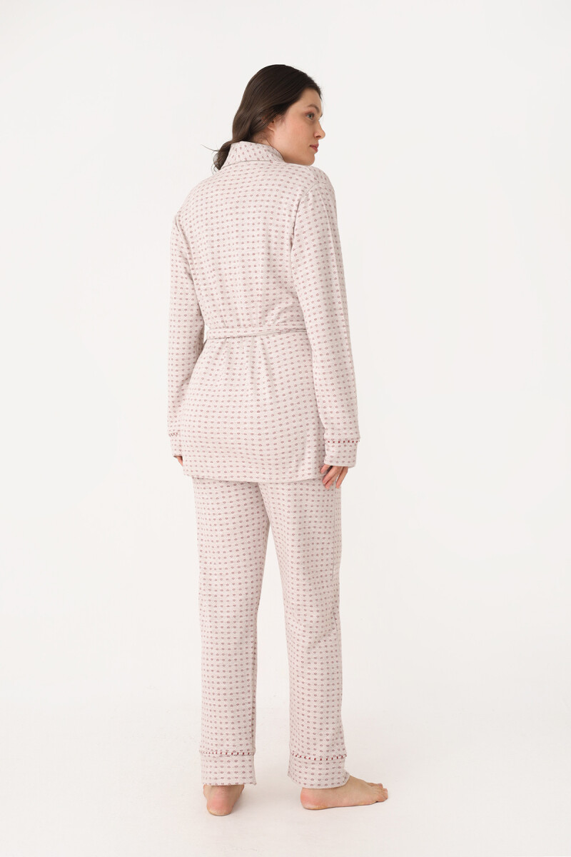 Kırmızı Sabahlık Pijama Takım - 3