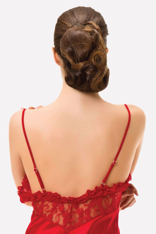 Kırmızı Saten Fantezi Gecelik - NBB