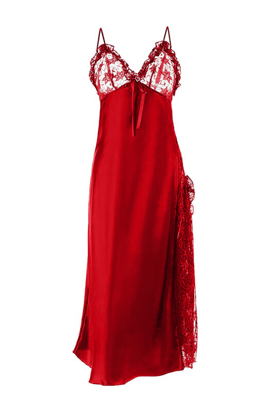 Kırmızı Saten Fantezi Gecelik - NBB