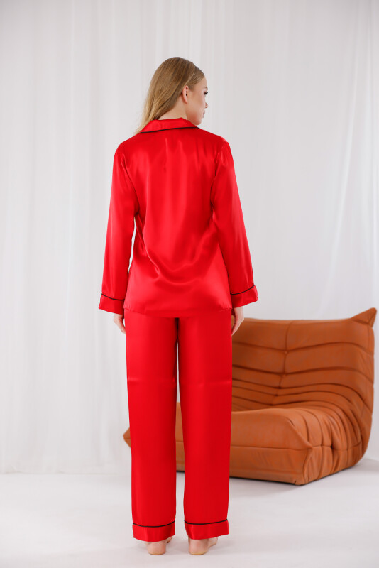 Kırmızı Saten Pijama Takımı - JUMELLES