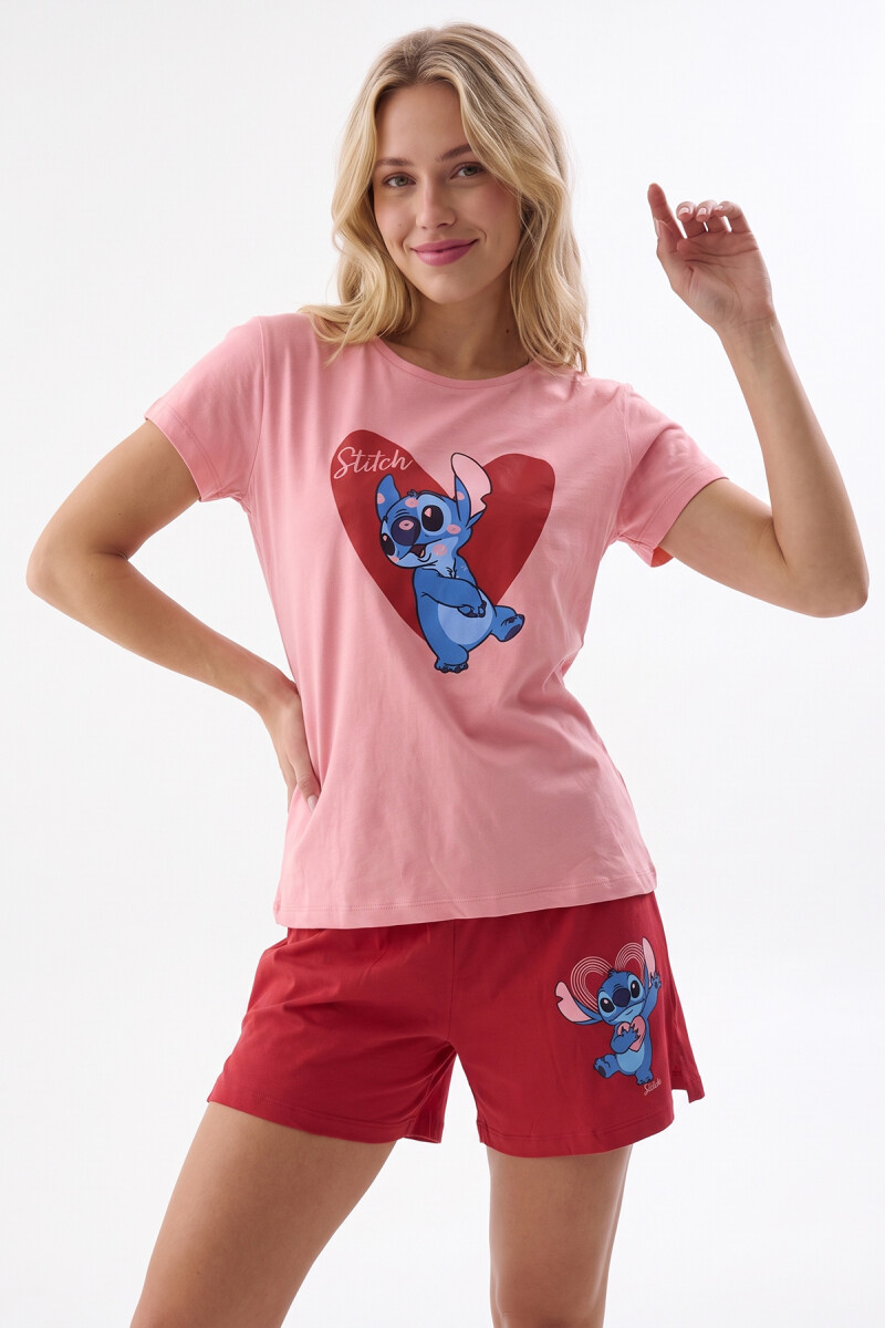 Kırmızı Stıch Romantıque Şortlu Pijama Takım - 2