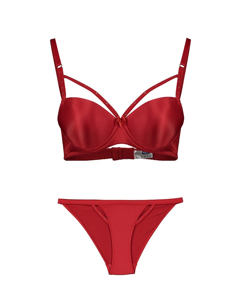 Kırmızı Taşlı Sütyen Külot Takımı - 5