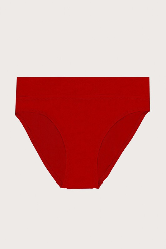 Kırmızı Yüksek Bel Tek Alt Bikini - Thumbnail