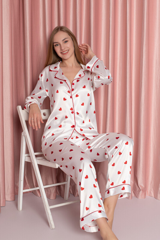 Krem Saten Pijama Takımı - JUMELLES