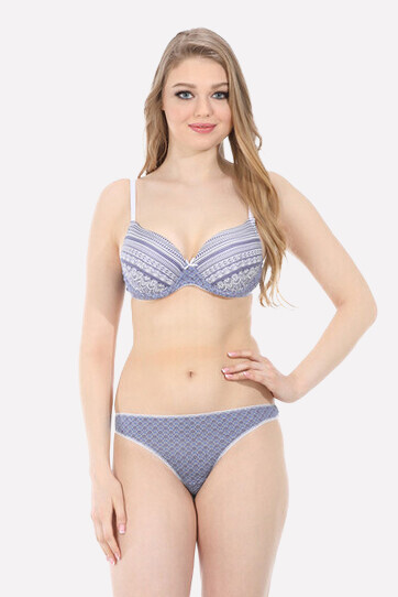 Lacivert Etnik Desenli String - 2