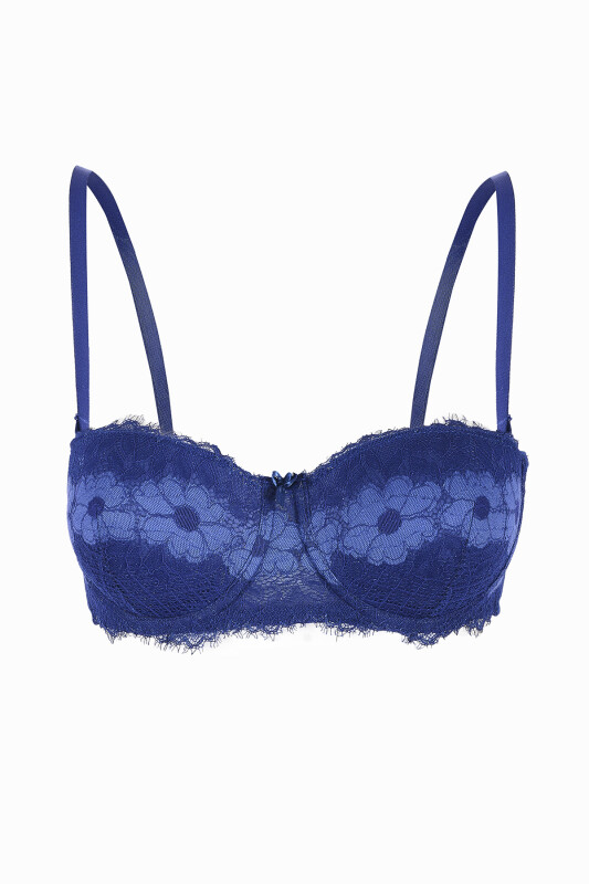 Lacivert Fiori Dolgulu Straplez Sütyen - LOYA (1)