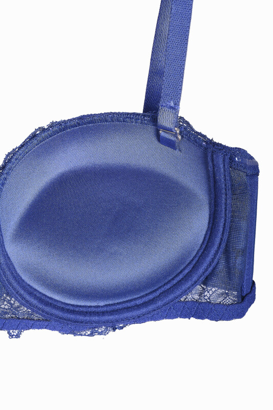 Lacivert Fiori Dolgulu Straplez Sütyen - LOYA