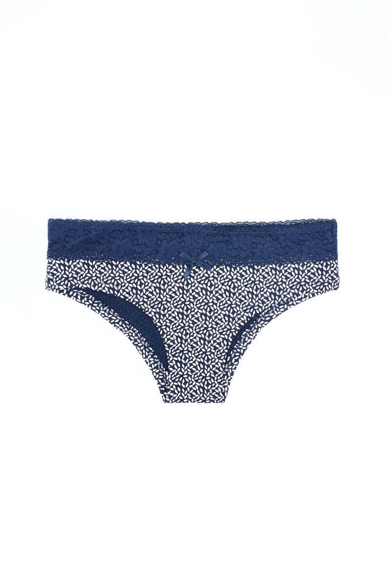 Lacivert Mor Beli Dantelli 2'li Hipster Külot - 2