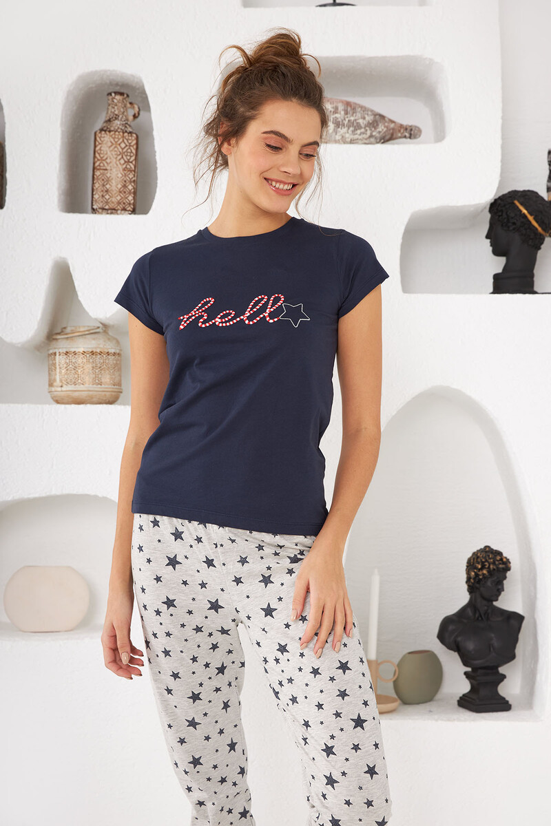 Lacivert Hello Star Pijama Takımı - 2
