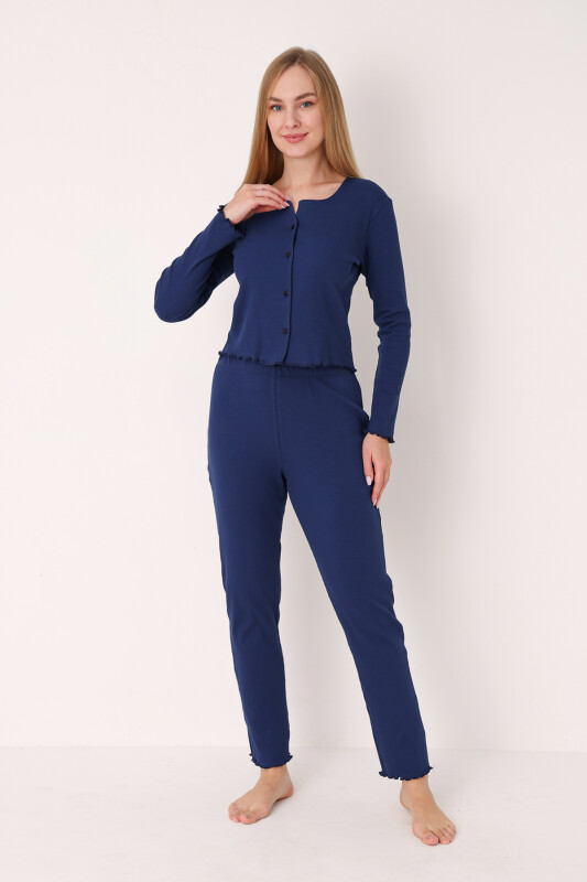 Lacivert Önden Düğmeli Pijama Takımı - NBB
