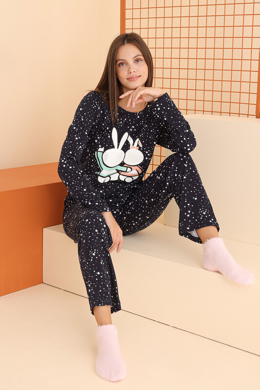 Lacivert Rabbit Pijama Takımı - Thumbnail