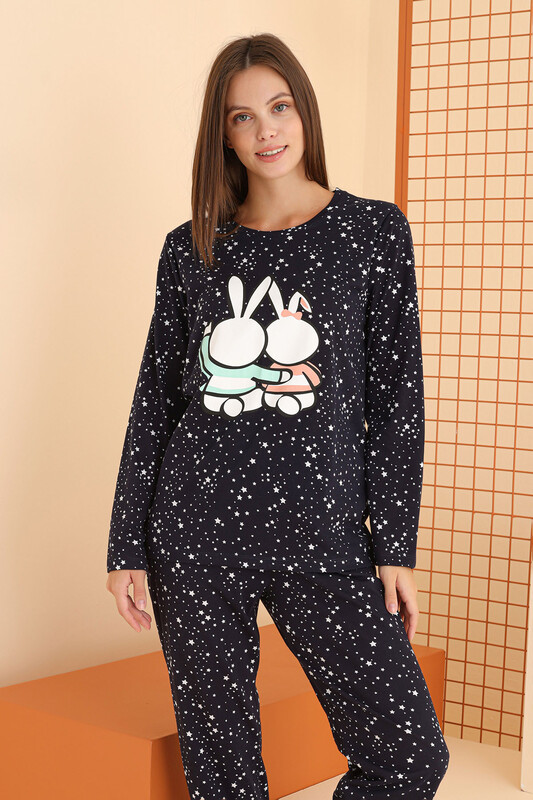 Lacivert Rabbit Pijama Takımı - Thumbnail