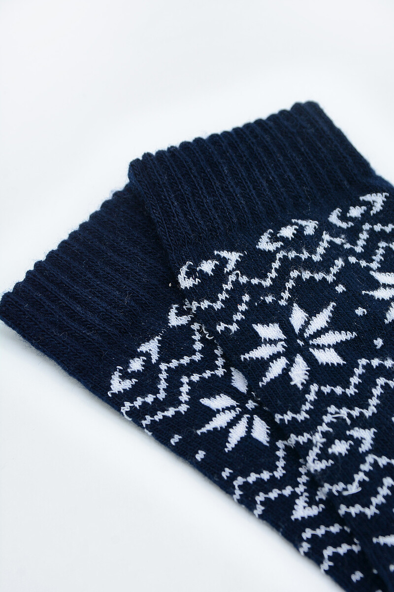 Lacivert Winter Themed Soft Uzun Soket Çorap - 2
