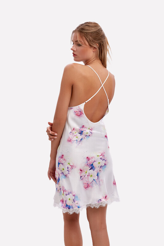 Leylak Saten Gecelik Sabahlık Takım - 3