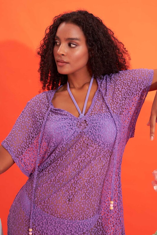 Lila Dantelli Elbise Pareo - NBB