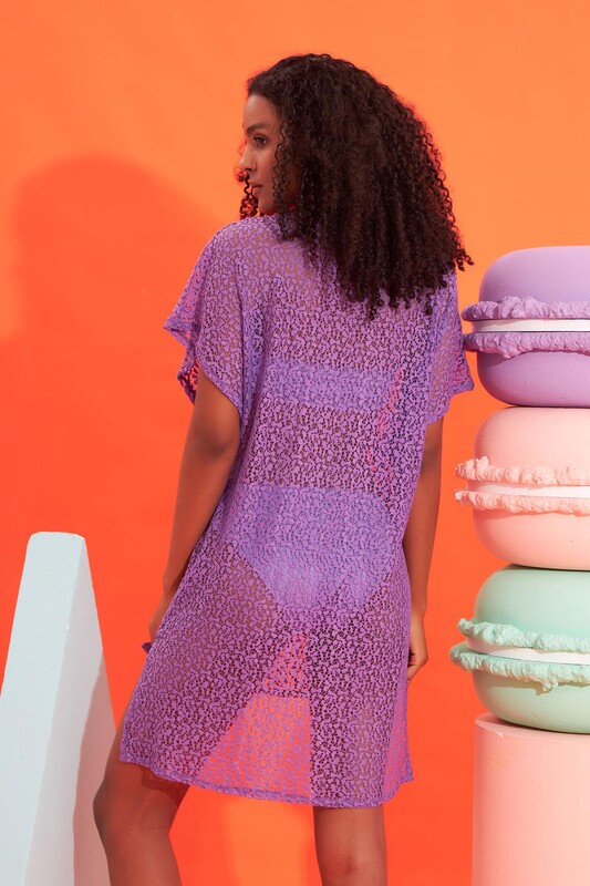 Lila Dantelli Elbise Pareo - NBB