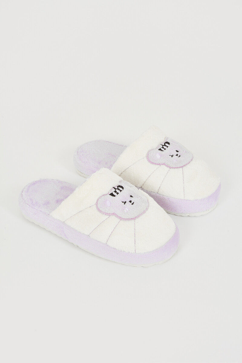 Lila Eğlenceli Figür Ev Terliği - 1