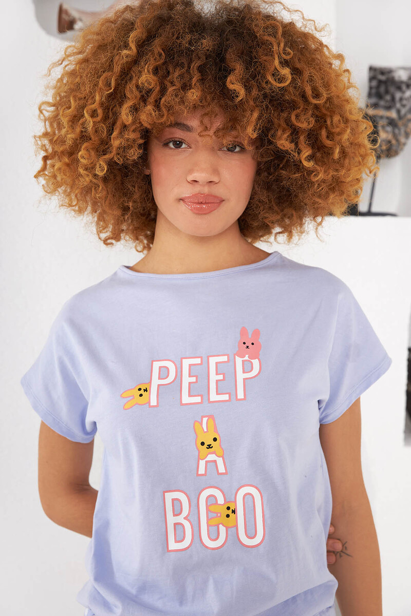 Lila Peep A Boo Puantiyeli Pijama Takımı - 3