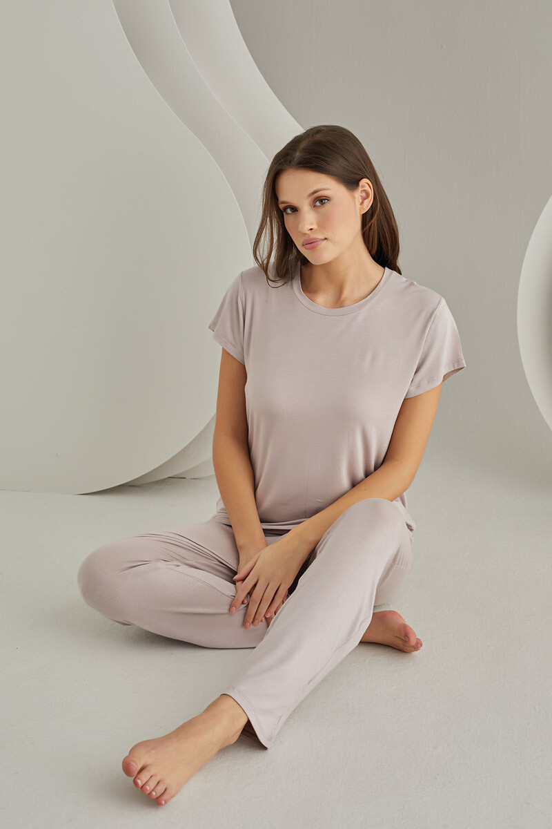 Lila Viskon Sütyenli Pijama Takımı - 1