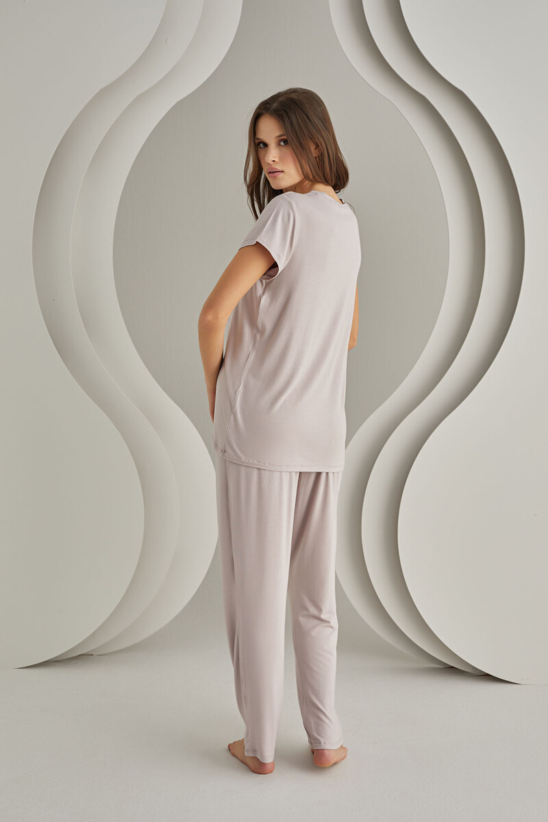 Lila Viskon Sütyenli Pijama Takımı - 3
