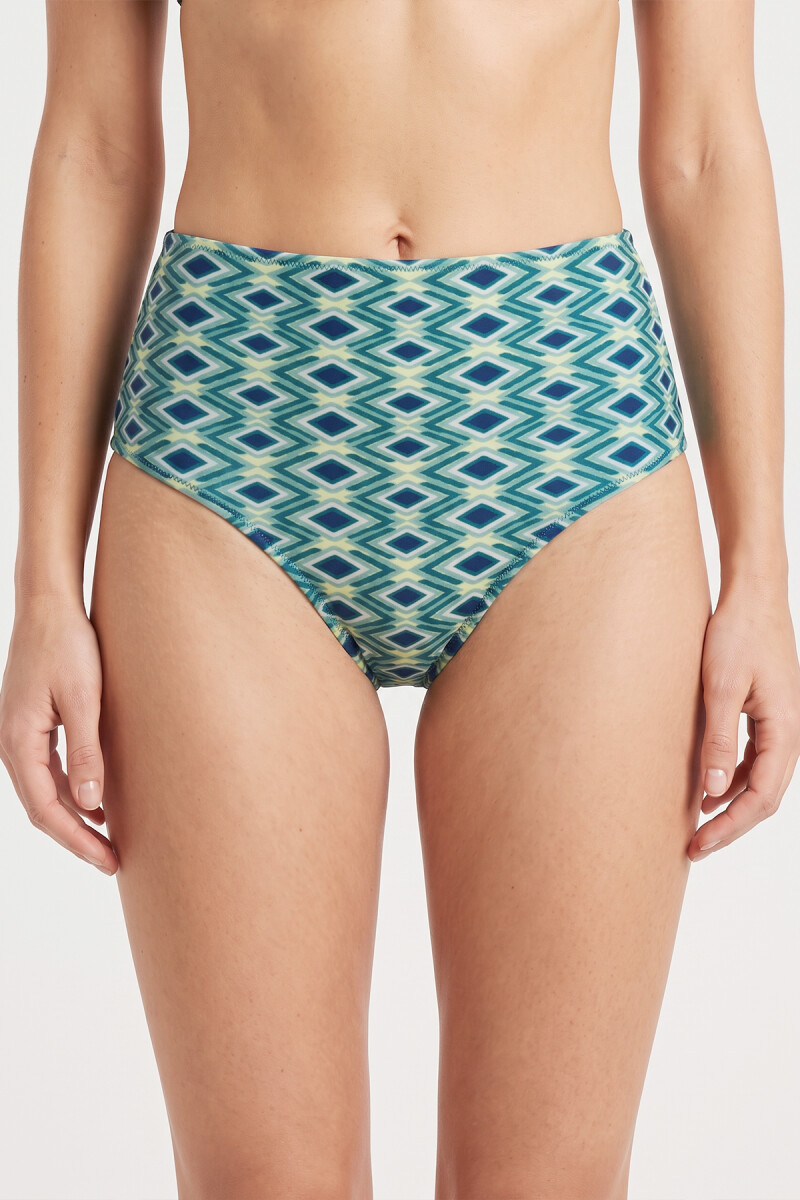 Mavi Azure Yüksek Bel Tek Alt Bikini - 1